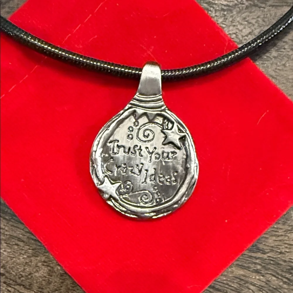 Silver Pendant Necklace with Inspirational Quote - Picture 1 of 5